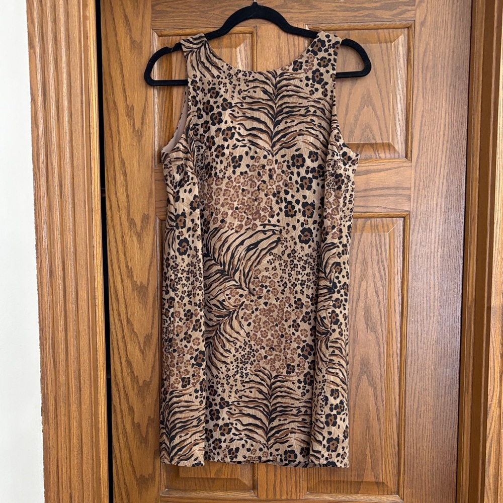 Vintage Jones New York Animal Print A Line Dress Sophisticated Y2K